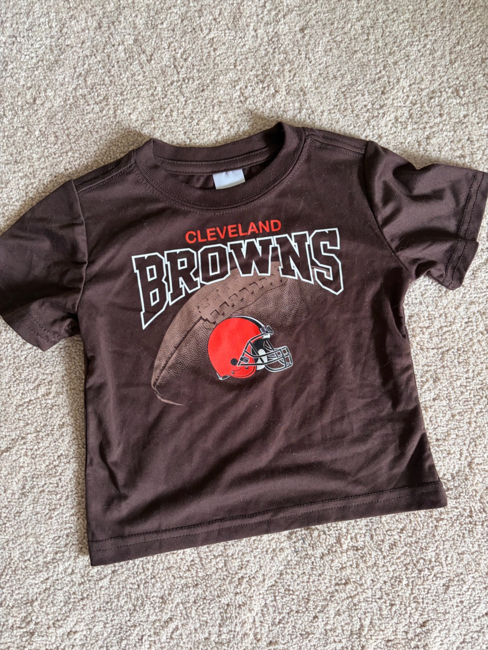 NFL Cleveland Browns Youth Brown Tee with Orange Helmet Graphic